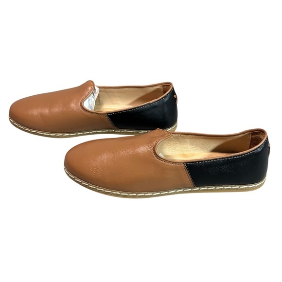 CHARIX - CAMEL BLACK SLIP ONS SHOES LOAFERS - HANDMADE FLATS - size 41.5 - Picture 7 of 14